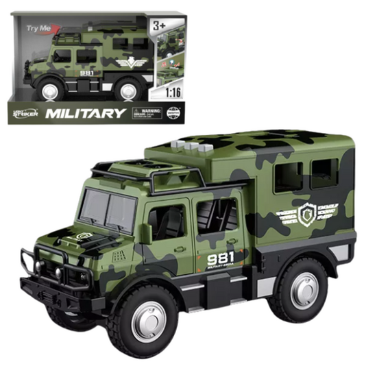 Masina militara blindata inertiala Wenyi 1:16, camuflaj verde, lumina / sunet