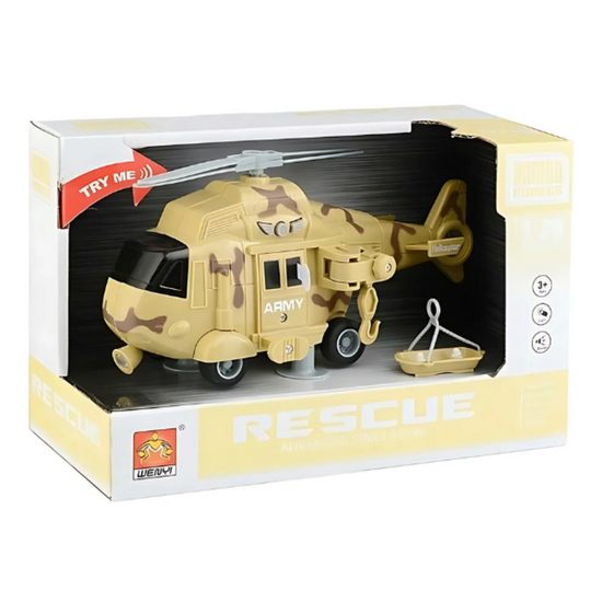 Elicopter militar de salvare inertial Wenyi 1:20, lumina / sunet, 3 image