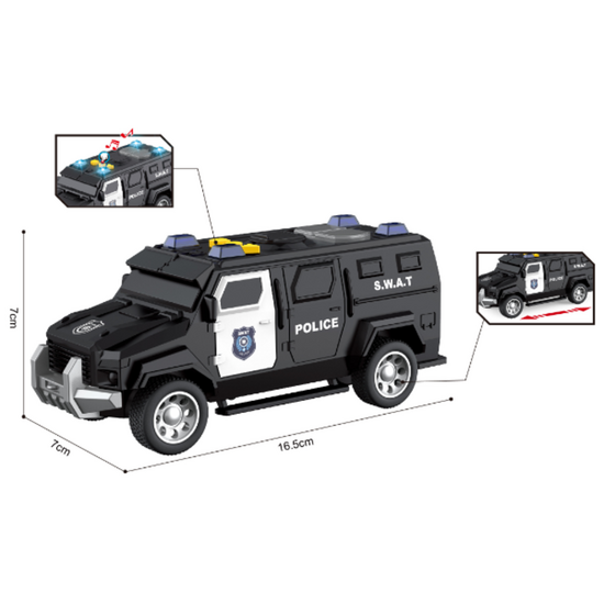 Jeep de politie cu frictiune Wenyi 1:32, lumini /sunete, 4 image