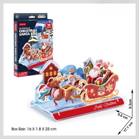 Puzzle 3D CUBICFUN Sania lui Mos Craciun, 19 piese, 4 image
