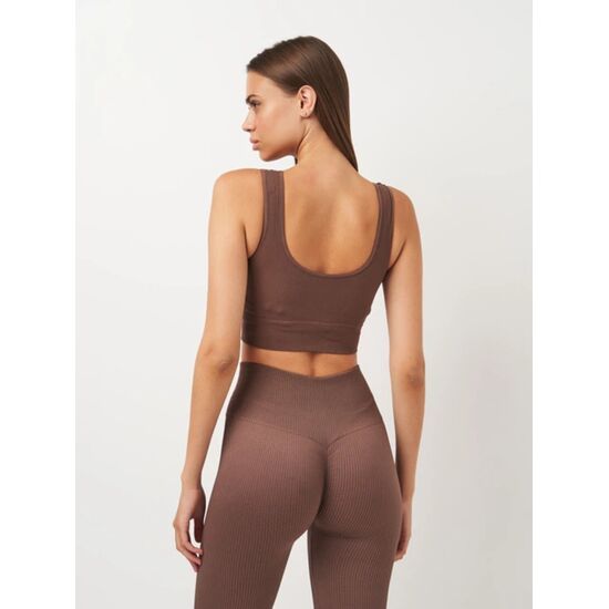 Майка бесшовная женская Giulia Top Rib, серо-коричневый, S/M, изображение 2