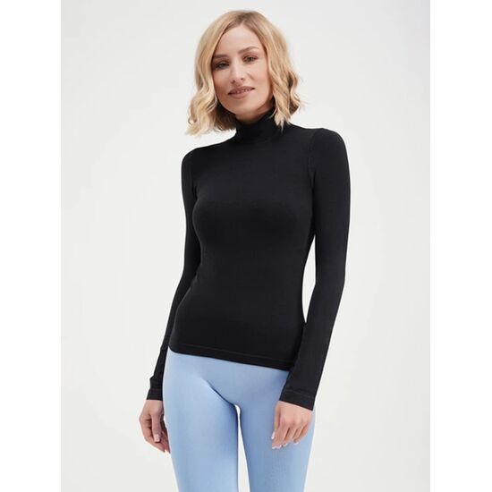 Женский лонгслив Giulia Neck, бесшовный, чёрный, L/XL