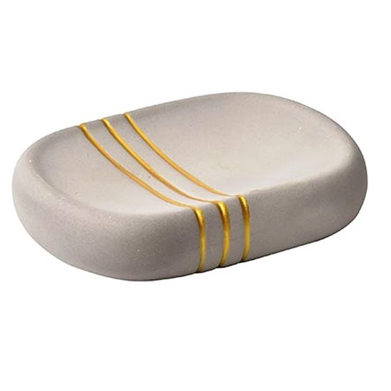 Мыльница Golden Stripes, серая, керамика, изображение 2