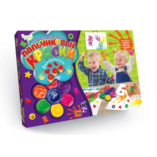 Vopsea pentru desen cu degetele DANKOTOYS, Prima mea creaţie 7 culori, 2 image