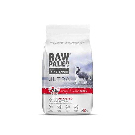 Сухой корм VET EXPERT Raw Paleo ULTRA, Для щенков, Говядина, 2 кг