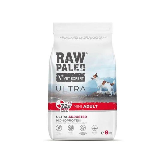 Hrana uscata VET EXPERT Raw Paleo ULTRA, Pentru adulti, Vita, 8 kg