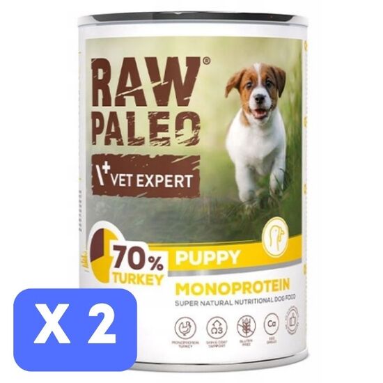 Набор Влажный корм VET EXPERT RAW PALEO puppy, индейка, 400 г х 2 шт