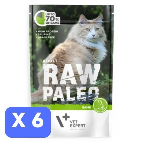Set Hrana umeda pentru pisici VETEXPERT RAW PALEO, vanat, 100 g х 6 buc