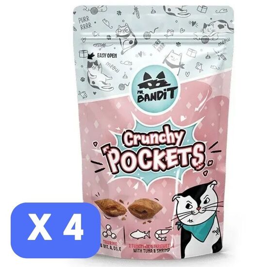 SET Delicatese pentru pisici MR. BANDIT CAT Crunchy Pockets cu ton si creveti, 40 g х 4 buc