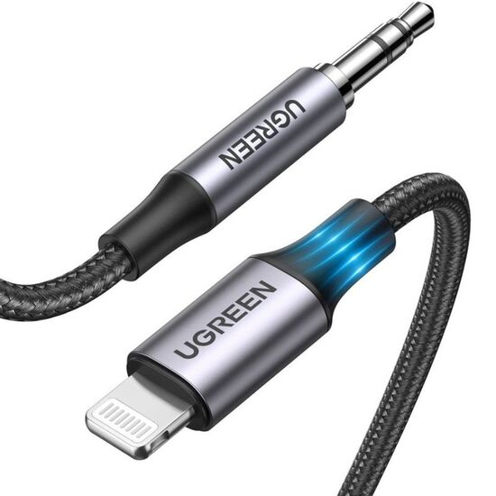 Кабель UGREEN AUX Lightning – 3.5 мм 1 м MFI US315, чёрный, изображение 2