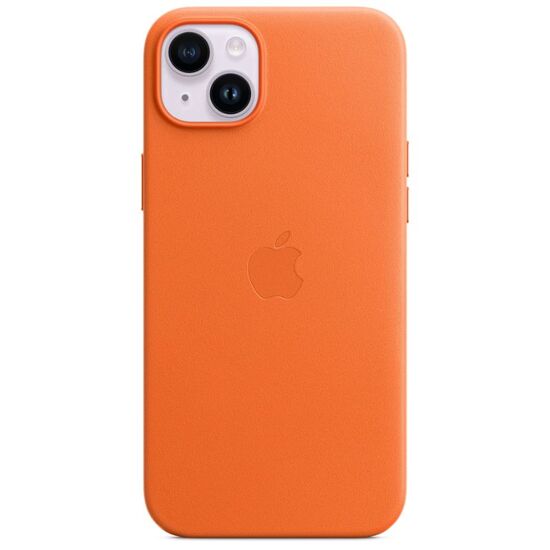 Чехол APPLE для iPhone 15 Plus / 14 Plus Original Leather с MagSafe, оранжевый