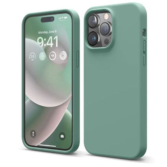 Чехол HELMET для iPhone 14 Pro Max Liquid Silicone, зелёный, изображение 2
