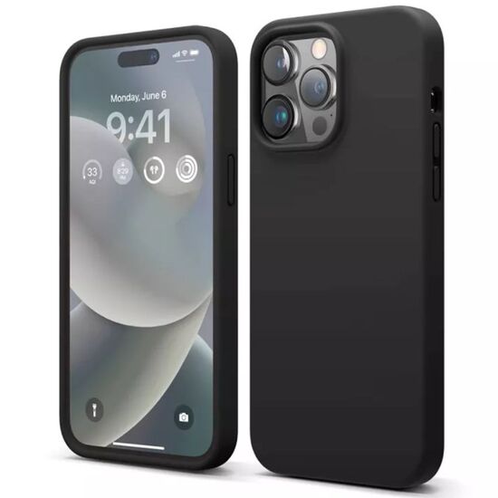 Husa HELMET pentru iPhone 14 Pro Liquid Silicone, negru