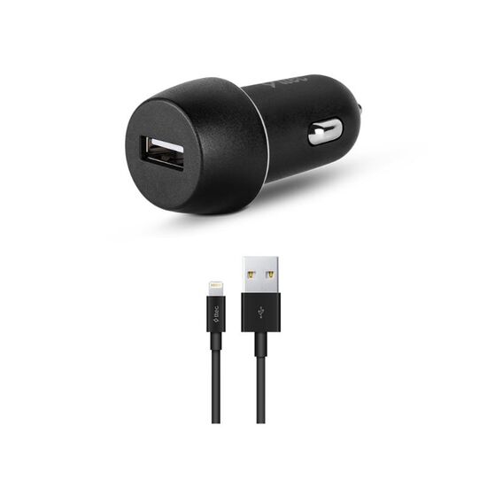 Автозарядка TTEC, USB-A, С кабелем Lightning, 2,1 A, Чёрная