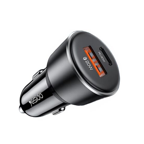 Încărcător auto YESIDO, USB-A + Type-C, 50 W, Max 2,4 A, Negru, 2 image