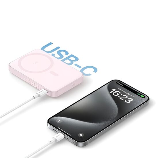 Внешний аккумулятор Baseus Magsafe PicoGo Qi2 with Kickstand 5000mAh, Pink, изображение 3