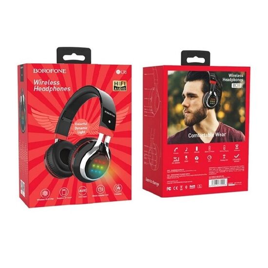 Căști Borofone BO08 with MIC Bluetooth + 3.5mm Love Songe, Black, 4 image