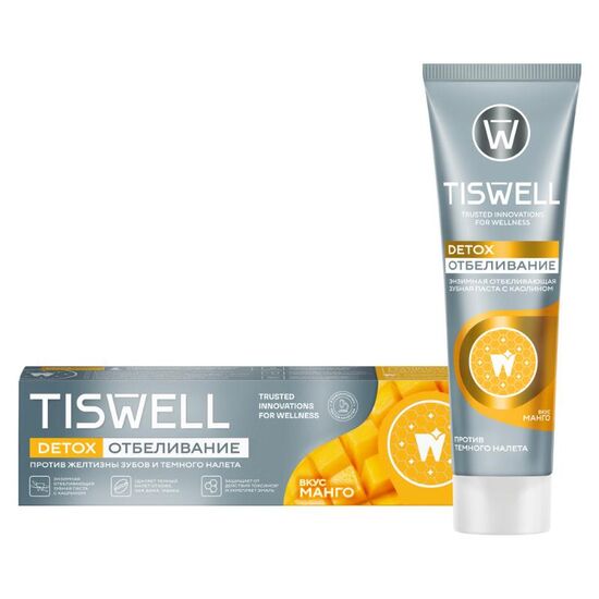 Crema de dinți TISWELL, Albire enzimatica cu Caolin, Mango, 110 g