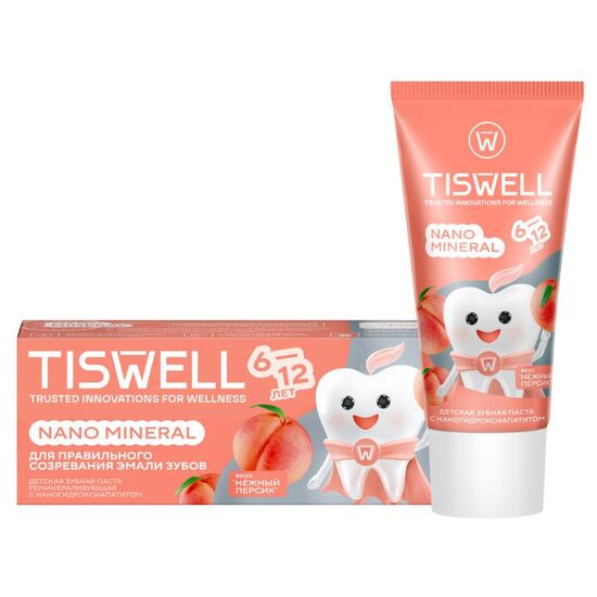 Pasta de dinti TISWELL Nano KIDS, Remineralizanta, Piersica, 60 g