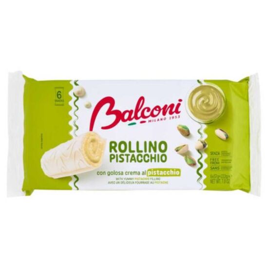 Rulouri de pandișpan BALCONI, Cu cremă de fistic, 6x37 g