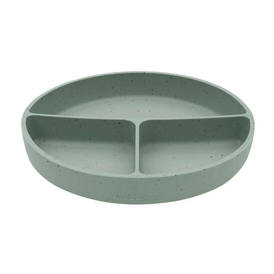 Farfurie KIKKABOO Platinum Silicone Sage, Sectionata