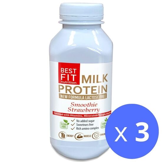 Набор Протеин молочный BEST FIT Smoothie Strawberry, без лактозы, 40 г х 3 шт, изображение 2