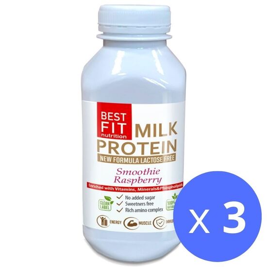Set Proteina din lapte BEST FIT Smoothie Raspberry, fara lactoza, 40 g х 3 buc, 2 image