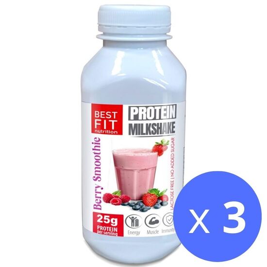 Набор Протеиновый концентрат из молока BEST FIT Milkshake Berry Smoothie 40 г х 3 шт, изображение 2