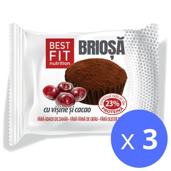 Набор Маффин BEST FIT с высоким содержанием белка, с вишней и какао, 60 г х 3 шт