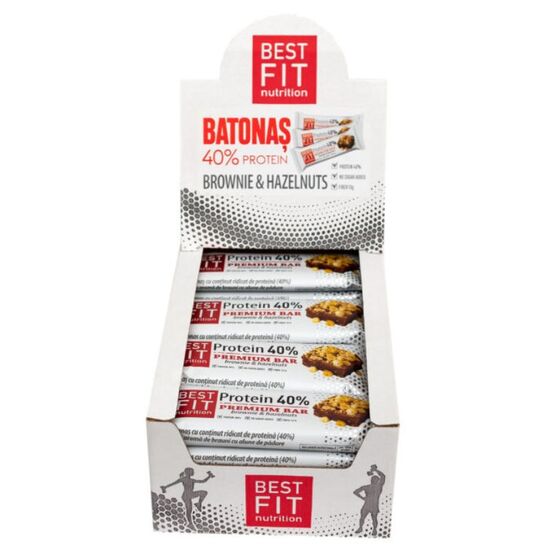 Set Baton proteic BEST FIT 40%, cu aroma de brownie cu alune de padure, 40 g х 3 buc, 5 image