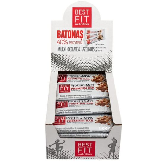 Set Baton proteic BEST FIT 40%, cu ciocolata cu lapte si alune de padure, 40 g х 3 buc, 5 image