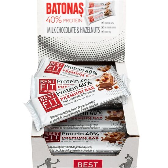 Set Baton proteic BEST FIT 40%, cu ciocolata cu lapte si alune de padure, 40 g х 3 buc, 2 image
