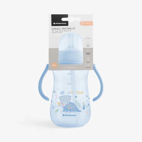 Cana cu pai Kikkaboo Dino World, Blue, 300 ml, 4 image