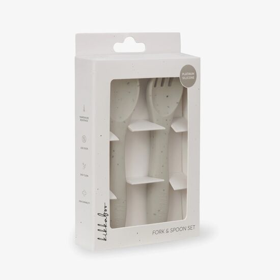 Set furculita si lingura Kikkaboo Platinum Silicone, Sand, 3 image