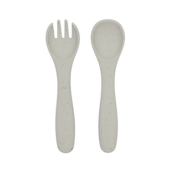 Set furculita si lingura Kikkaboo Platinum Silicone, Sand