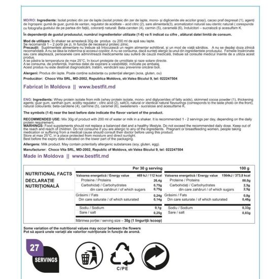 Протеин BEST FIT WPI 90 манго, 810 г, изображение 3