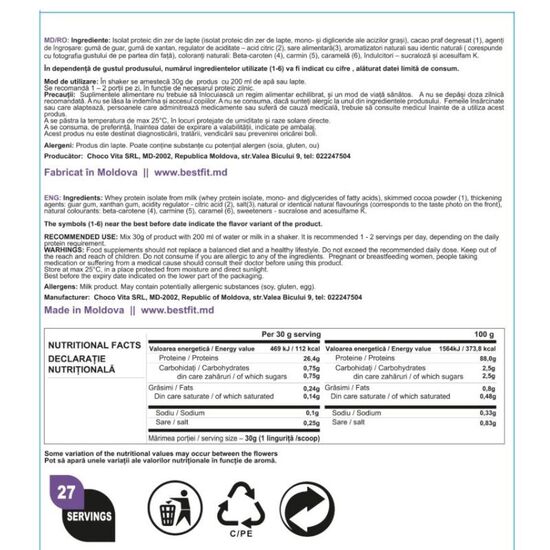 Proteina BEST FIT WPI 90  tiramisu, 810 g, 3 image