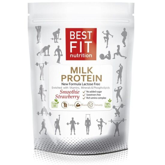 Proteina din lapte BEST FIT Smoothie Strawberry, fara lactoza, 480 g, 2 image