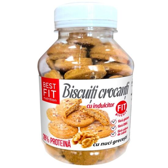 Biscuti crocanti BEST FIT cu nuci grecesti, cu continut ridicat de proteina, 105 g