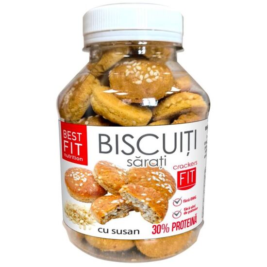 Biscuti sarati BEST FIT cu continut ridicat de proteina, cu susan, 120 g