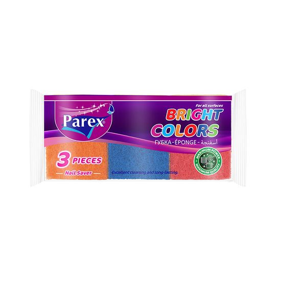Burete de bucatarie PAREX, multicolori, cu protectie pentru manichiura, 3 buc