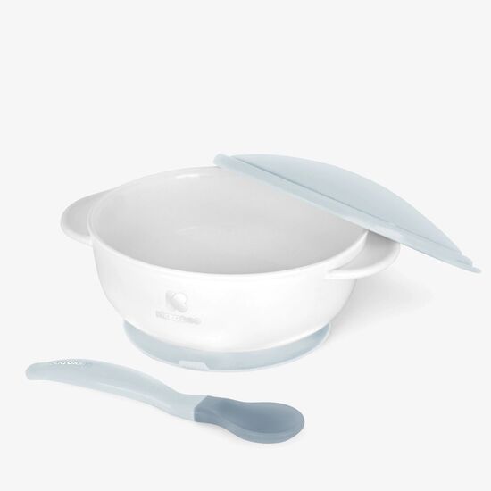 Bol cu ventuza si lingura cu senzor temperatura Kikkaboo, Blue, 2 image