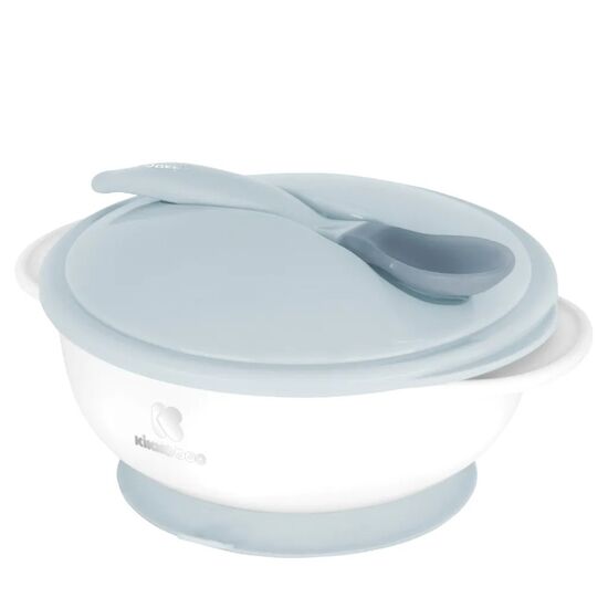 Bol cu ventuza si lingura cu senzor temperatura Kikkaboo, Blue