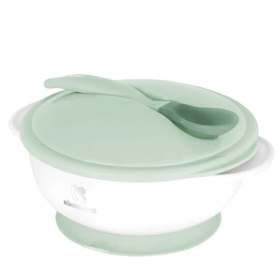 Bol cu ventuza si lingura cu senzor temperatura Kikkaboo, Mint