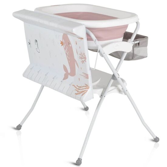 Cadita pliabila MONI Como Pink, cu suport si masa de infasat, 100 cm