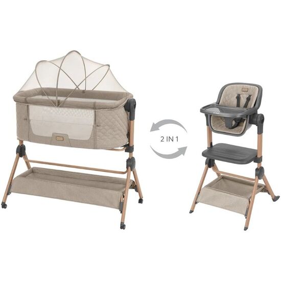 Patut co-sleeper + scaun de masa KIKKABOO Sleat Me Beige
