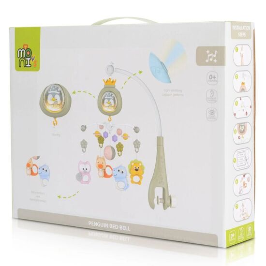 Carusel patut MONI Penguin Grey cu sunet alb, 7 image