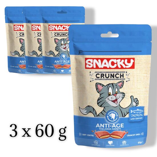 Набор Snacky Лакомство для кошек Cat Crunch, Лосось, AntiAge, 60 г, 3 шт