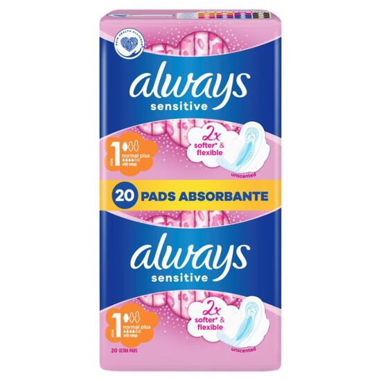 Absorbante igienice ALWAYS Sensitive Normal, 4 picaturi, 20 buc