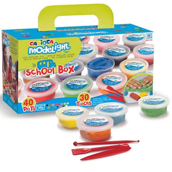 Набор для лепки CARIOCA Modelight School Box, 40 цветов X 40 г +30 инструментов